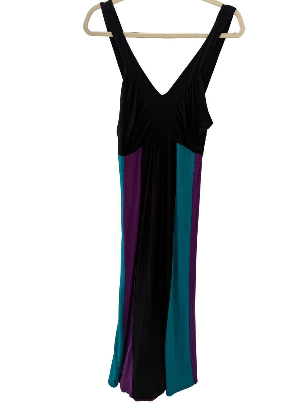 Vintage Y2K Diva Colorblock Maxi Dress in Black, Teal & Purple